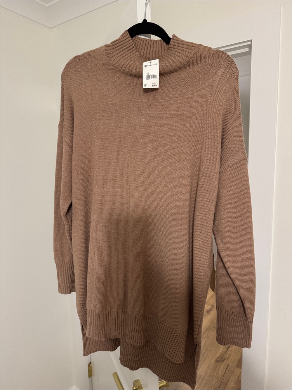 Versona Relaxed Cowl-Neck Sweater dress - Taupe